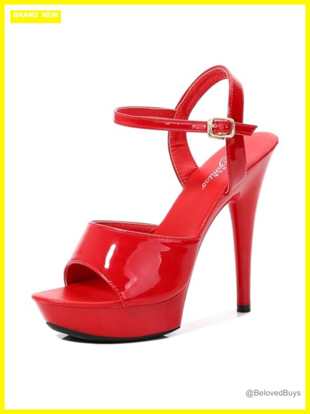 Patent Platform Ultra High Heels Peep Toe Ankle Strap Slingback Stiletto